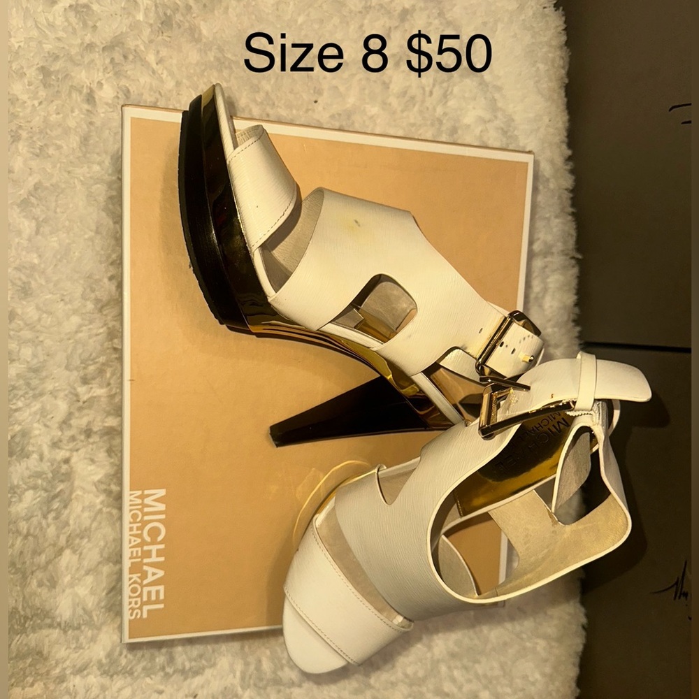 Michael Kors Josephine Wedge White Cream Black and Gold